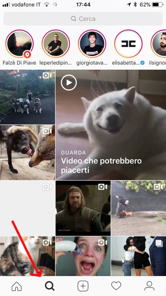 Sezione Esplora di Instagram Stories