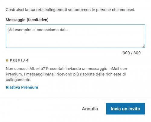 nota personalizzata linkedin